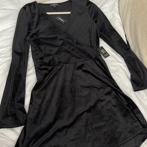 Express black velvet wrap dress. Size  M